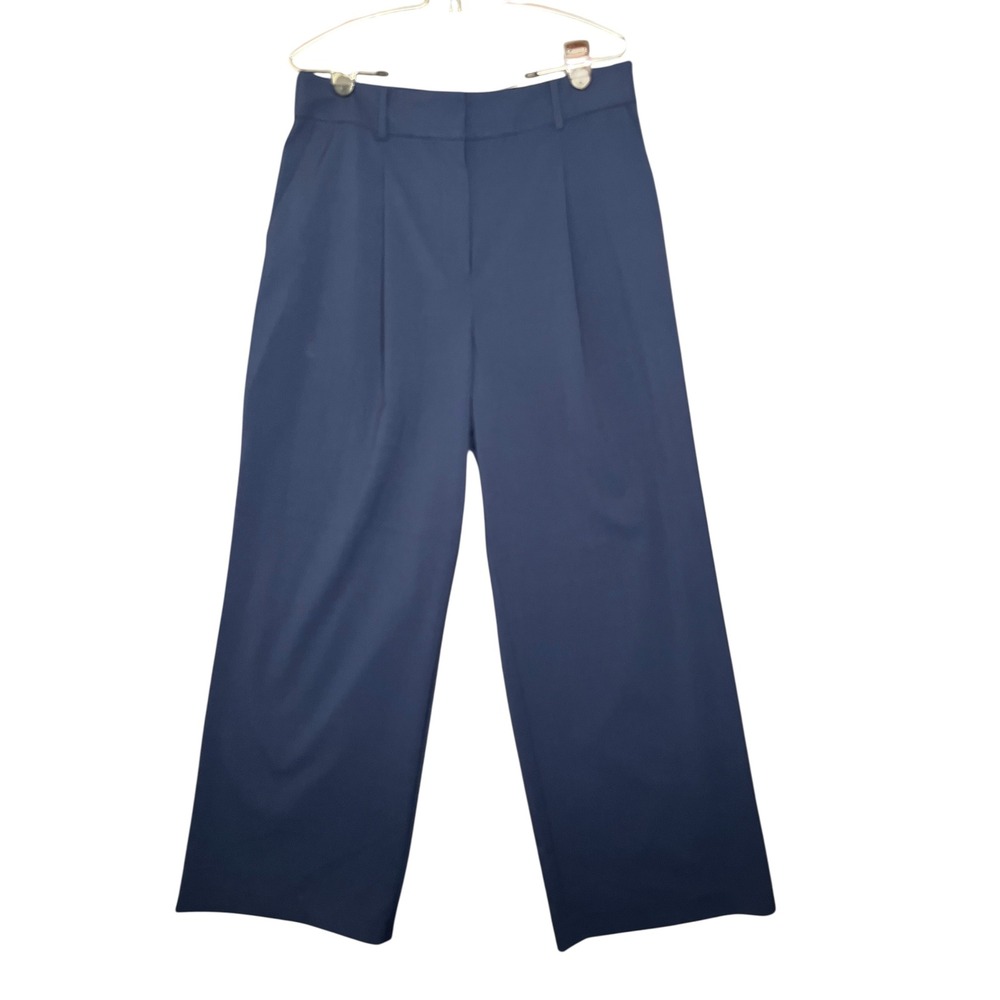 LOFT‎ Womens Navy Blue Wide Leg Pleated Trousers Pants Sz 12 NWT Business Casual